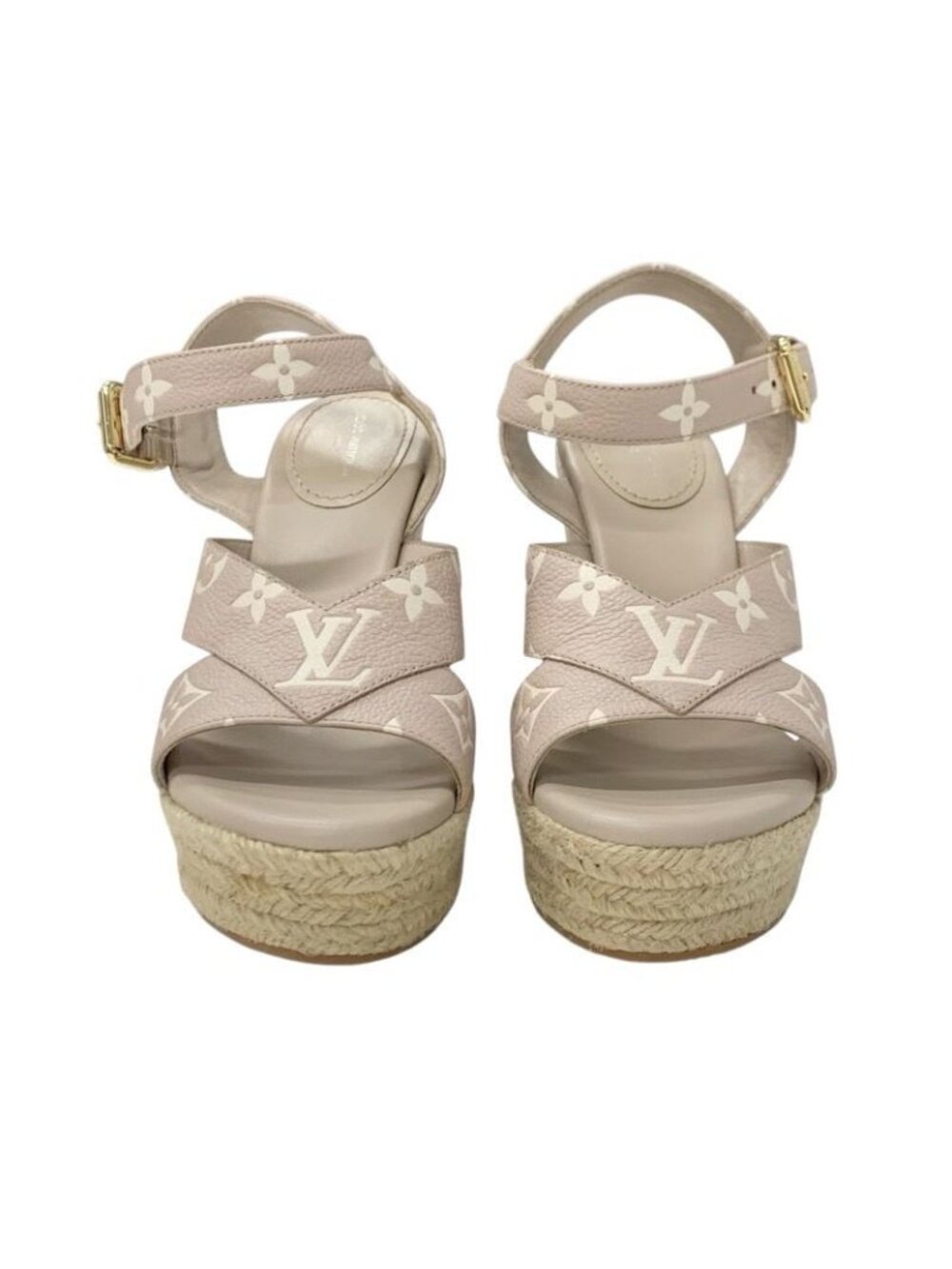 Louis Vuitton Starboard Line Monogram Sandals Shoes Leather Pink Beige - Picture 2 of 9